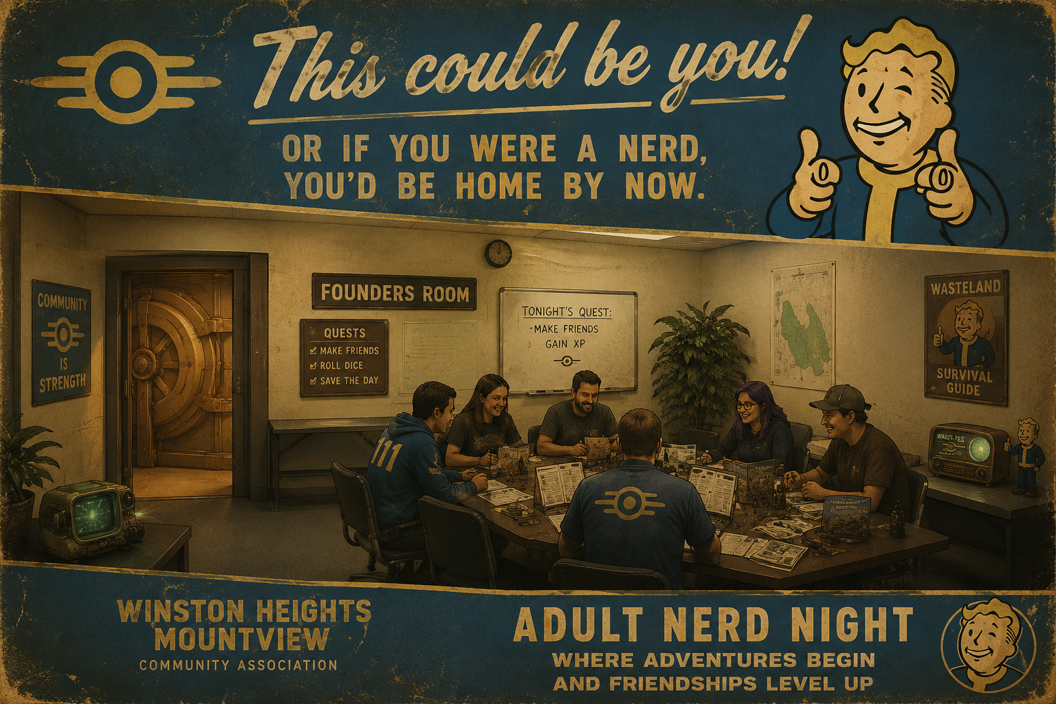 Community members playing tabletop games together